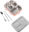 RBGIIT Stainless Steel Bento Lunch Box with Separate Compartments & Cutlery Included 3 Containers Stainless Steel Office Lunch Box