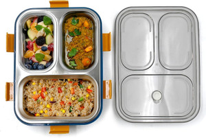 rbgiit stainless steel with chopstick  spoon lid office food 3 containers stainless steel office lunch box