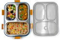 RBGIIT Stainless Steel with Chopstick & Spoon Lid Office Food 3 Containers Stainless Steel Office Lunch Box