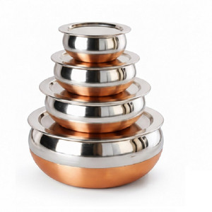 rbgiit stainless steel copper bottom handi with lid for traditional indian cooking handi 05 l 075 l 1 l 15 l with lid stainless steel