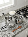 RBGIIT Steel Bottom Kitchen Serving Cooking Bowl biryani, rice Handi/Pot/Patila Cookware Set (Stainless Steel, 3 - Piece)