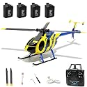 RC ERA C184 MD500 RC Helicopter, 2.4G 4CH Brushless RC Helicopter with Optical Positioning, 6-Axis Groy Military Aircraft Model for Adults - 4 Battery