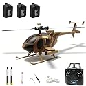 RC ERA C184 MD500 RC Helicopter, 2.4G 4CH Brushless RC Helicopter with Optical Positioning, 6-Axis Groy Military Aircraft Model for Adults - 3 Battery
