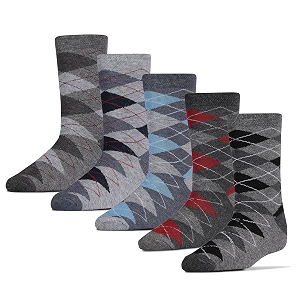 rc royal class boys and girls calf length argyle pattern thick towel woolen multicolored socks pack of 5 pairs