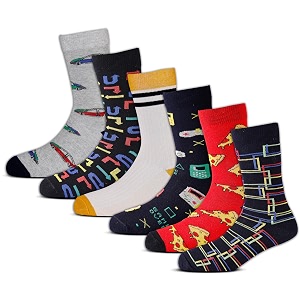 rc royal class regular length 100 combed organic cotton boys amp girls socks soft amp breathable moisture wicking anti-odour multicolored socks for kids pack of 6 pairs