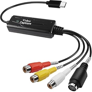 rca av to usb-c video capture converter - for vhsvcr video digitization dvd amp tv box recording cctv and surveillance monitoring