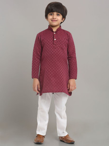 rcensa boys self design straight kurta