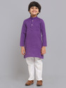 RCENSA Self Design Cotton Blend Straight Kurta for Boys (Purple)