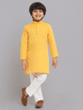 RCENSA Self Design Cotton Blend Straight Kurta for Boys (Yellow)