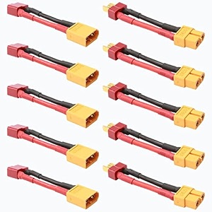 10-pack xt60 to t-plug deans style male female connector lead adapter with 14awg 5cm wire for rc lipo