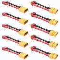10-Pack XT60 to T-Plug Deans Style Male Female Connector Lead Adapter with 14AWG 5cm Wire for RC Lipo