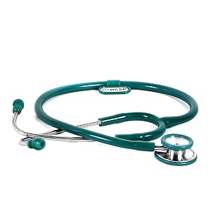 rcsp acoustic stethoscope for doctors and medical students  light weight aluminium chest piece with flexible jointless tube amp soft sealing ear knobs green