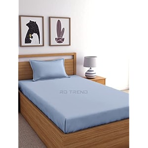 rd trend premium elastic fitted bedsheets for single bed size 72 x 48 x 8 inches with 1 pillow cover size 18x28 inches color- light sky