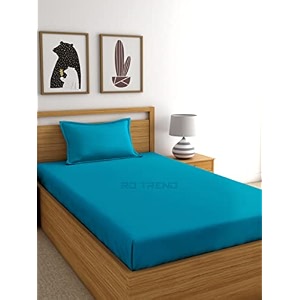 rd trend premium elastic fitted bedsheets for single bed size 72 x 48 x 8 inches with 1 pillow cover size 18x28 inches color- firoji