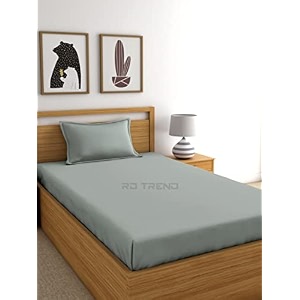 rd trend premium elastic fitted bedsheets for single bed size 72 x 48 x 8 inches with 1 pillow cover size 18x28 inches color- pista green