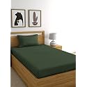 RD TREND® Premium Elastic Fitted Bedsheets for Single Bed Size (72 x 48 x 8 Inches) with 1 Pillow Cover Size (18x28 Inches) Color- Military Green