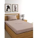 RD TREND Single Fitted Bedsheet with Elastic 72 x 48 x 8 Inches for Bed, Fitted Single Bedsheet with 1 Pillow Cover 18 x 28 Inches, Polycotton 210 TC, Solid Beige