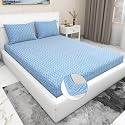 RD TREND Presents Luxurious Glace Cotton Super Soft 210 TC 360° Elastic Fitted Bedsheet King Size (78X72X8 Inch) with 2 Pillow Covers, Color- Blue,Pattern-Solid