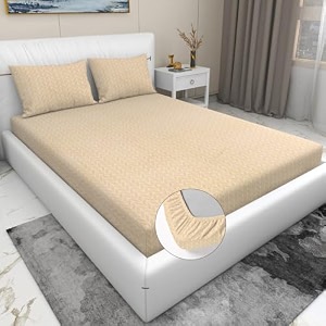 rd trend presents luxurious glace cotton super soft 210 tc 360 elastic fitted bedsheet king size 78x72x8 inch with 2 pillow covers color- bluepattern-solid