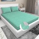 RD TREND Presents Luxurious Glace Cotton Super Soft 210 TC 360° Elastic Fitted Bedsheet King Size (78X72X8 Inch) with 2 Pillow Covers, Color- Green,Pattern-Solid