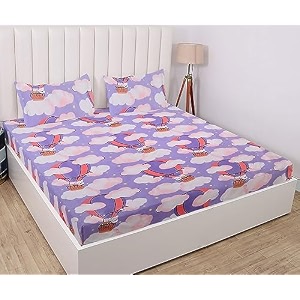 rd trend presents luxurious glace cotton super soft 210 tc 360 elastic fitted bedsheets single bed size 72 x 48 x 8 inch with 1 pillow cover size 28 x18 color- beige floral