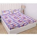 RD TREND Presents Luxurious Glace Cotton Super Soft 210 TC 360° Elastic Fitted Bedsheets Single Bed Size (72 x 48 x 8 Inch) with 1 Pillow Cover Size (28 x18), Color- Beige, Floral