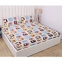 RD TREND ® Premium 210 TC Elastic Fitted Printed Bedsheets for King Size Bed(78x72x8 Inches) with 2 Pillow Covers Size (18x28 Inches) Color- Cream