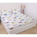 RD TREND Presents Luxurious Glace Cotton Super Soft 210 TC 360° Elastic Fitted Bedsheets Single Bed Size (72 x 48 x 8 Inch) with 1 Pillow Cover Size (28 x18), Color- White, Floral