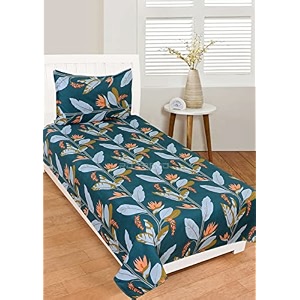 rd trend presents bedsheet for single bed polycotton 210 tc size-60x90 inches152x228 cm single bedsheet with pillow cover 18x28 inches green