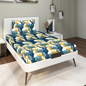 rd trend presents bedsheet for single bed polycotton 210 tc size-60x90 inches152x228 cm single bedsheet with pillow cover 18x28 inches teal blue