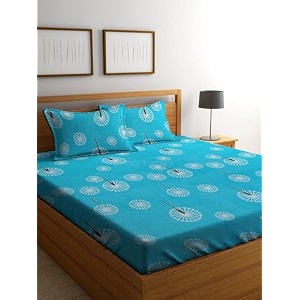 rd trend presents luxurious glace cotton super soft 210 tc 360 elastic fitted bedsheets single bed size 72 x 48 x 8 inch with 1 pillow cover size 28 x18 color- beige floral