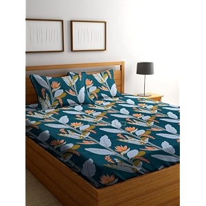 rd trend presents luxurious glace cotton super soft 210 tc 360 elastic fitted bedsheets single bed size 72 x 48 x 8 inch with 1 pillow cover size 28 x18 color- beige floral