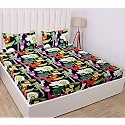 RD TREND Presents Luxurious Glace Cotton Super Soft 210 TC King Size (78X72X8 Inch) 360° Elastic Fitted Bedsheet with 2 Pillow Covers, Colour Multicolor Pattern-Cartoon Print