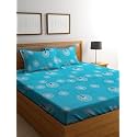 RD TREND Presents Luxurious Glace Cotton Super Soft 210 TC 360° Elastic Fitted Bedsheets Single Bed Size (72 x 48 x 8 Inch) with 1 Pillow Cover Size (28 x18), Color- Beige, Floral