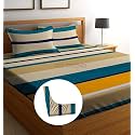 RD TREND Presents Luxurious Glace Cotton Super Soft 210 TC 360° Elastic Fitted Bedsheets Single Bed Size (72 x 48 x 8 Inch) with 1 Pillow Cover Size (28 x18), Color- Beige, Floral
