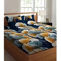 RD TREND Presents Luxurious Glace Cotton Super Soft 210 TC 360° Elastic Fitted Bedsheets Single Bed Size (72 x 48 x 8 Inch) with 1 Pillow Cover Size (28 x18), Color- Beige, Floral