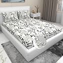 RD TREND Presents Luxurious Glace Cotton Super Soft 210 Tc 360° Elastic Fitted Bedsheet King Size(78X72X8 Inch)With 2 Pillow Covers Colour Firoji,Pattern-Floral,Blue