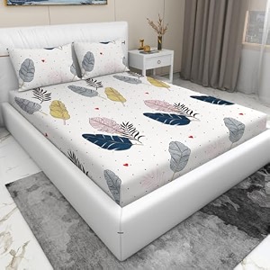 rd trend 210 tc queen size bedsheet for double bed microfiber double bedsheet 90x90 inches with 2 pillow cover 18x28 inches cream