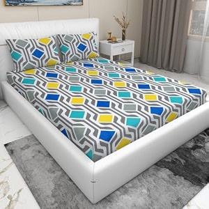rd trend 210 tc queen size bedsheet for double bed microfiber double bedsheet 90x90 inches with 2 pillow cover 18x28 inches blue paisley