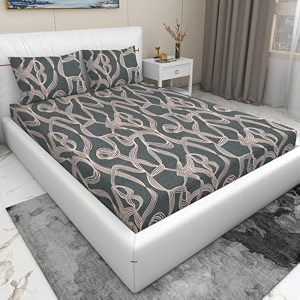rd trend 210 tc queen size bedsheet for double bed microfiber double bedsheet 90x90 inches with 2 pillow cover 18x28 inches blue paisley