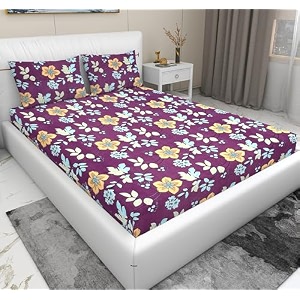 rd trend 210 tc queen size bedsheet for double bed microfiber double bedsheet 90x90 inches with 2 pillow cover 18x28 inches blue paisley