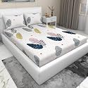 RD TREND 210 TC Queen Size Bedsheet for Double Bed, Microfiber Double Bedsheet 90X90 Inches with 2 Pillow Cover 18X28 Inches Cream