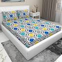 RD TREND 210 TC Queen Size Bedsheet for Double Bed, Microfiber Double Bedsheet 90X90 Inches with 2 Pillow Cover 18X28 Inches Blue Paisley