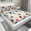 RD TREND 210 TC Queen Size Bedsheet for Double Bed, Microfiber Double Bedsheet 90X90 Inches with 2 Pillow Cover 18X28 Inches Multi Paint