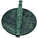 RDK ® Chakla | Marble Roti Roller Rolling Board | Roti Maker| Roti Maker | Phulka Maker | Rolling Pin Board or Round Board | Chapati Maker chakla for Home & Kitchen (Green, 9 inch).