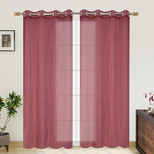 rdk polyester sheer-net fancy sheer sparkling long door curtain maroon 9 feet- 2pcs