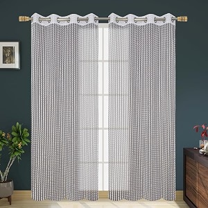 rdk polyester sheer-net fancy sheer sparkling long door curtain white 10 feet- 2pcs