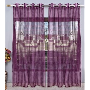 rdk polyester sheer-net fancy sheer sparkling window curtain purple 6 feet- 2pcs
