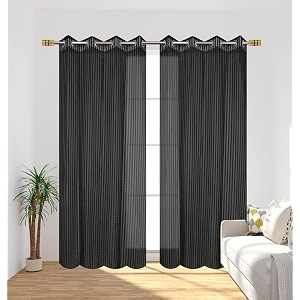 rdk polyester sheer-net fancy sheer sparkling long door curtain black 9 feet- 2pcs