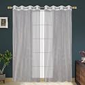 RDK Polyester Sheer-Net Fancy Sheer Sparkling Window Curtain (White, 6 feet)- 2pcs